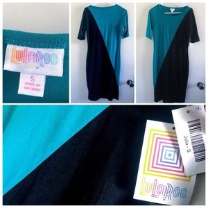 NWT LulaRoe Julia Dress size small Teal/Black